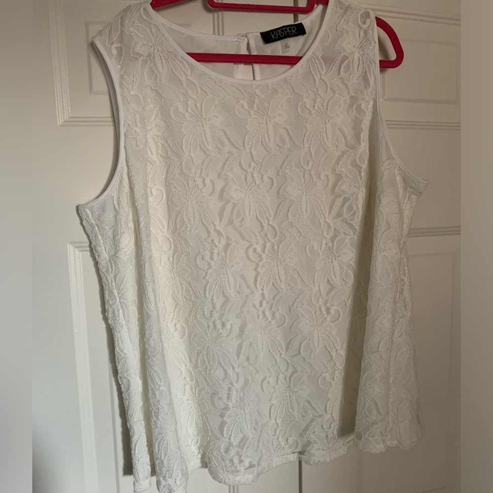 Kasper Lace Cutout Overlay Sleeveless Top